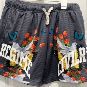 Civil Regime Men’s Floral And Butterfly Mesh Shorts Size Medium See Pics